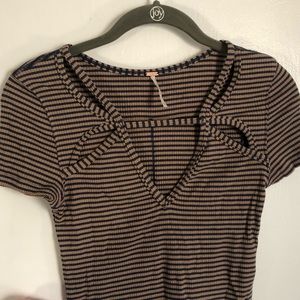 Striped Free People shirt with cut out design